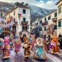 A festive winter carnival scene in the historic town of Kotor Montenegro 90x90